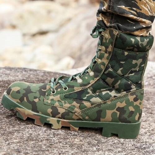 Men Military Army Boot Spring High Quality Waterproof Canvas Camouflage Tactical Combat Desert Ankle Boots Mens Shoes 2020 new