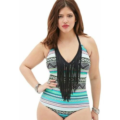 New 2017 Summer Plus Size 50s Inspired Retro Vintage Padded One Piece Fringed Swimsuit Swimwear Monokinis Fat Women SW850-CGR1