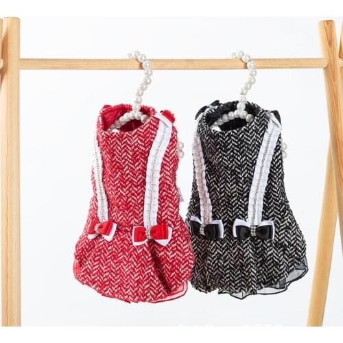 Autumn/Winter Dog Red Wool Christmas Dresses Yorkie Puppy Clothes Dog Clothes Poodle Skirt Xxs Puppy Clothes Sweater Girls