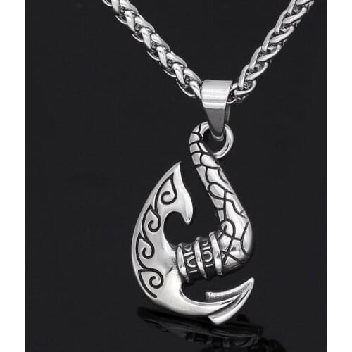 Stainless steel Nordic Viking axe rune amulet pendant necklace
