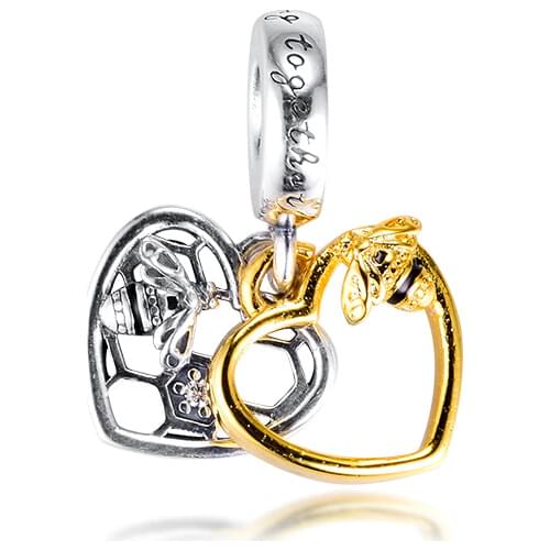 Fits for Pandora Beads Bracelets 100% 925 Sterling Silver Jewelry Shine Hearts & Bees Charms Free Shipping