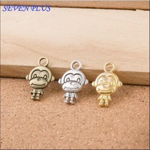 High Quality 20 Pieces/Lot 15mm*23mm Alloy Material Animal Charm Cute Monkey Charms For Jewelry Making