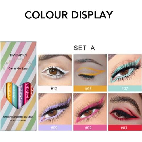 Eyeliner Waterproof Creme Gel Liner Easy To Wear Make Up Matte Eye Liner Colorful Neon White Gold Shadow Cosmetics Eyeliner Set