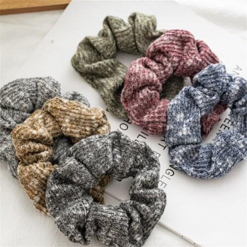 Fashion Autumn Winter Polyester Stripes Hair Ring Hair Scrunchie Ponytail Hair Band Elastic Head band Women for Hair Accessories
