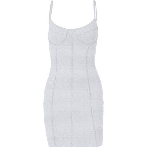 Sexy Spaghetti Strap Camisole Mini Dress Women Bodycon Club Party Dresses 2021 Summer New Pure Color Sundress Plus Size Dress