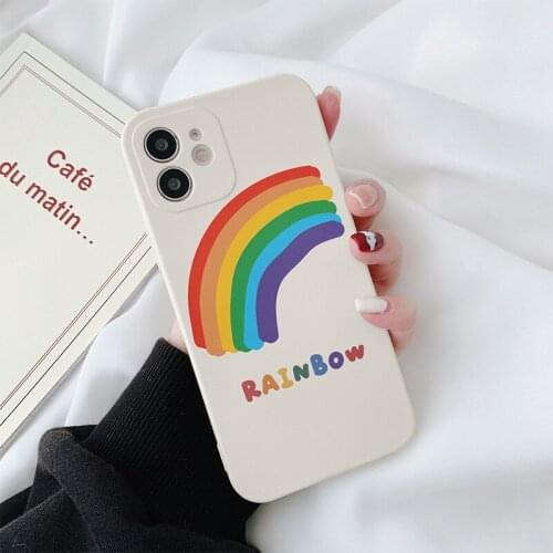 Rainbow Clouds Printed Silicone Phone Case for IPhone12 11 Pro X XR XS Max 8 7 Plus Shockproof TPU Rubber Back Cover Coque