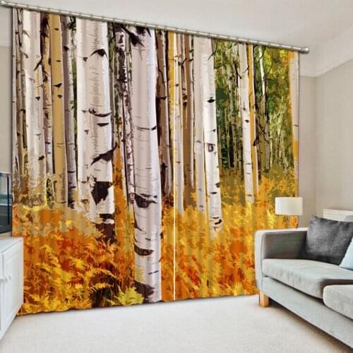 Custom 3d modern curtains 3d kitchen window curtains Poplar forest 3d curtains for living room luxurious