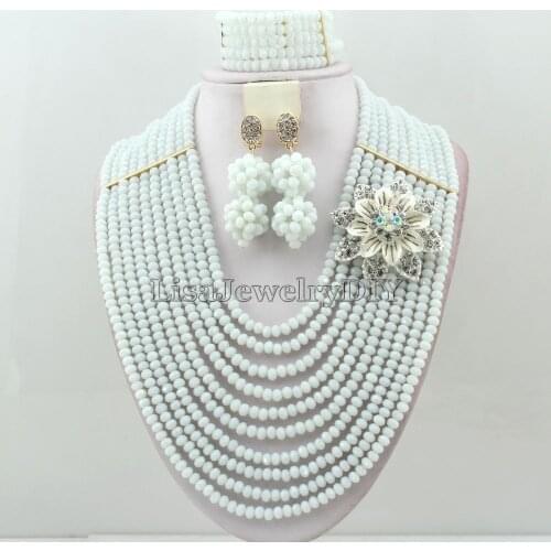 Handmade Indian African Wedding Jewelry Sets Nigerian Beaded Wedding Bridal Necklace Jewelry Sets Free Shipping HD6499