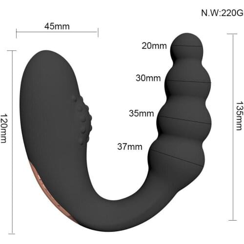 U Shape Double Head Shaking Vibrator Silicone Beads Butt Plug Couple Sex Toys Male Prostate Massager Clit Stimulate