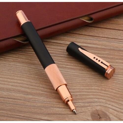 High Quality Frosted Black 125 Roller Ball Pen Rose Golden Ball Point Pens Business Office School Supplies New