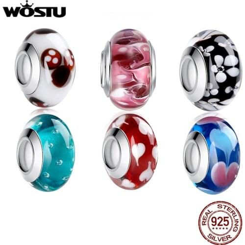 High Quality Cute Mouse Murano Glass Beads Fit Original Silver color Charm Bracelet Pendant DIY Jewelry Making