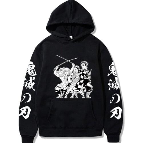 Japan Harajuku Anime Demon Slayer Hoodie Long Sleeve Fashion Hip Hop Kamado Tanjirou Kamado Nezuko Pullover Hoody