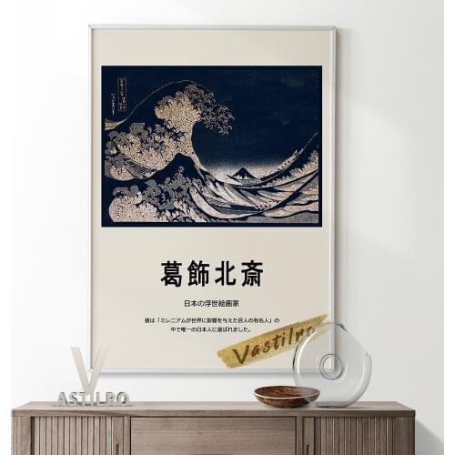 Katsushika Hokusai Japanese Ukiyoe Exhibition Museum Poster Vintage Art Prints The Great Wave Classic Canvas Painting Home Decor