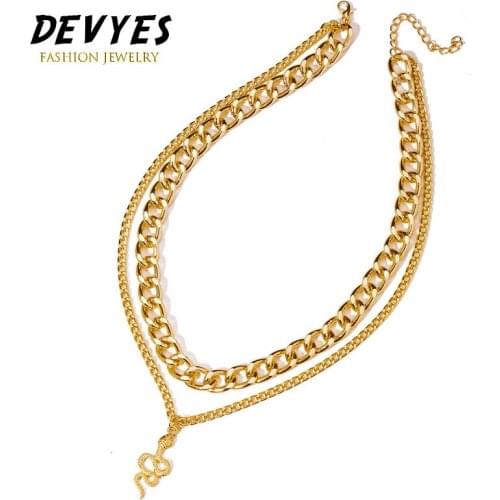 New Ins Snake Necklace Pendant Creative Personality Punk Style Thick Chain Double Clavicle Chain for Women