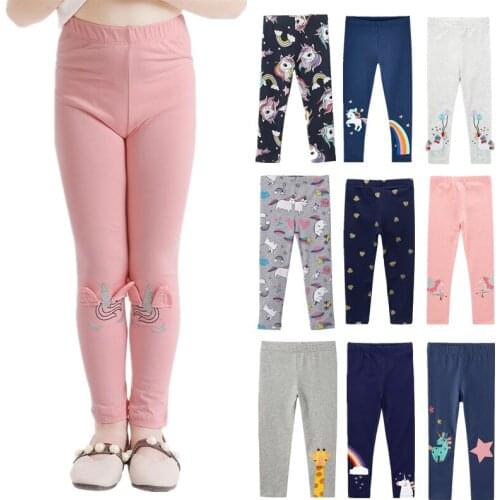 Unicorn Leggings For Girls Spring Autumn Skinny Pencil Pants Kids Trousers Stretch Animal Cartoon Print Pattern Children Pants