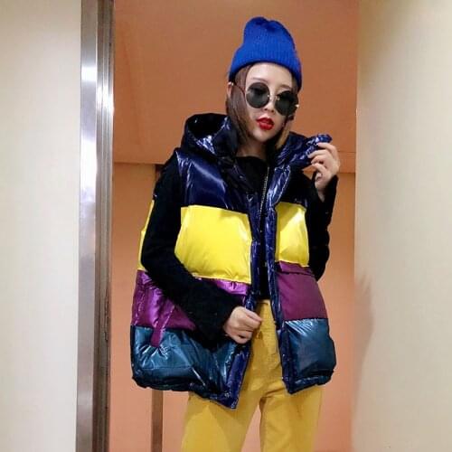 Fashion Bright Color Down Cotton Vest Coat Women Plus Size Short Cotton Vest Winter Jacket Chaleco Mujer Womens Parkas A449