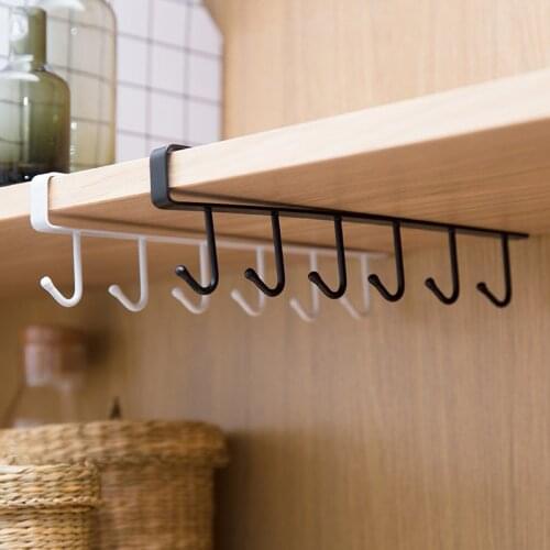 1pc Home Seamless Kitchen Storage Rack Nail-Free Hanging Wrought Iron Wardrobe Hook Kitchen Organizer