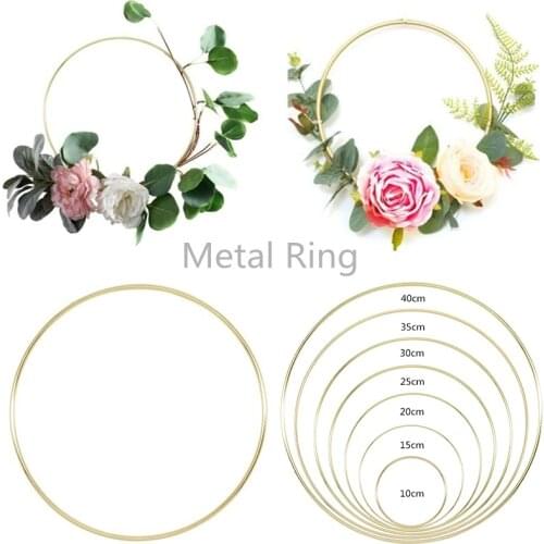 10-40cm Gold Iron Metal Ring Wreath Garland Wedding Decoration Babyshower Floral Wreath Bride Flowers Dream Catcher Hoop Decor