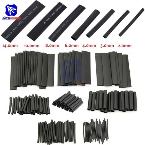 Diymore 127PCS 7 Sizes Black Polyolefin Electrical Cable Tube kits Heat Shrink Tube Tubing Sleeve Wrap Wire Assorted