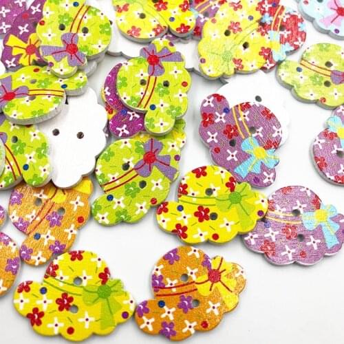 30Pcs Mix Wood Buttons Cap Craft Scrapbook Sewing Appliques 28mm WB774