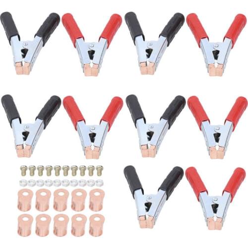 5Pair Welding Ground Clamp Battery Charging Connector 500A Spring Earth Clip With Wire End Battery Cable Clamps