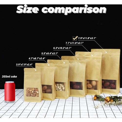 50/100pcs kraft paper bag gift bags packaging biscuit candy food cookie bread seen snacks baking takeaway bags