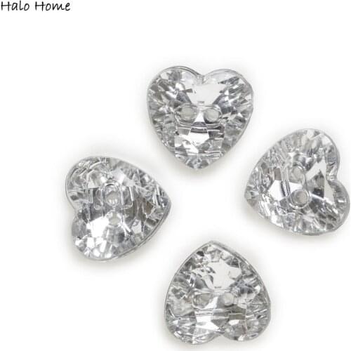 50pcs Heart Acrylic Buttons Sewing Scrapbooking Gift Shine Handwork Clothing Home Decor 12mm