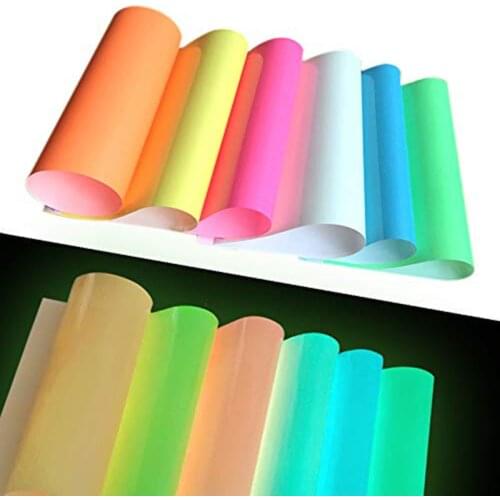Free shipping 1 sheet 25cmx50cm Luminous Heat Transfer Vinyl Glow in Dark noctilucent Heat Press Machine Tshirt Iron On HTV