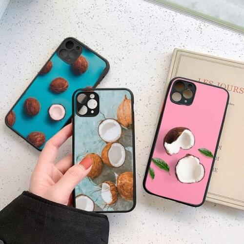 Summer Fruit Coconut Phone Case For iphone 12 11 7 8 plus mini x xs xr pro max matte transparent cover