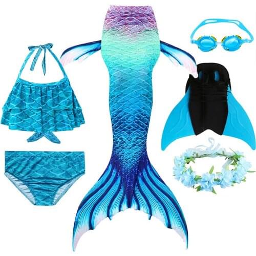 Mermaid Tail Childrens Swimsuit set cosplay costume bikini swimsuit girl monofin clothing Girls Swimwear