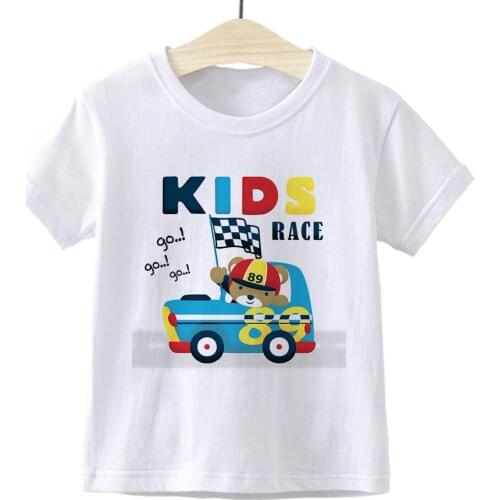 Cartoon Racing Car Print Kids T-shirt High Quality Child Shirt Baby Girls Summer Easy Matching Clothes Baby Boys Racer dream