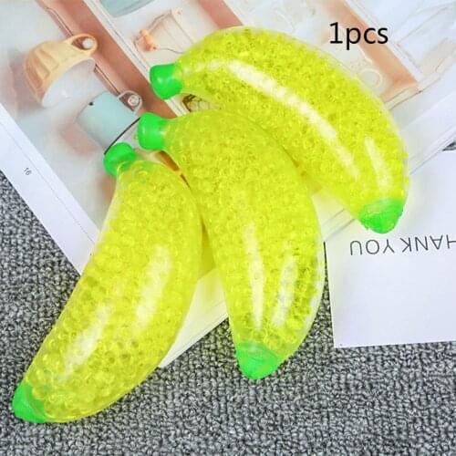 Hot Spongy Banana Bead Stress Ball Toy Squeezable Soft Fruit Shape Sensory Decompression Toys Kids Fidgeting Rebound Squeeze Toy