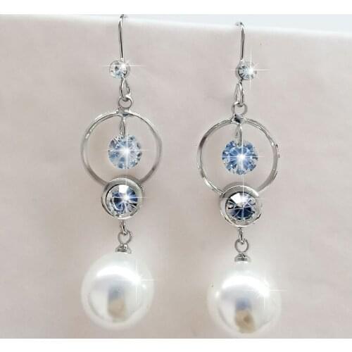 Imitation of Pearl Alloy European and American Fashion Super Fairy Long Versatile 2021 New Tide Show Face Thin Eardrops