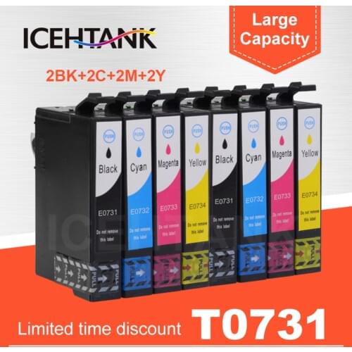 2 Set 73N T0731 Full Ink Cartridge For Epson Stylus CX5900 CX6900F CX7300 CX7310 CX8300 CX9300F TX210 TX100 TX105 TX200 Printer