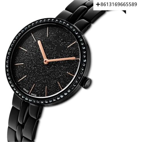 Classic fashion metal bracelet, black, black PVD plated watches for men and women