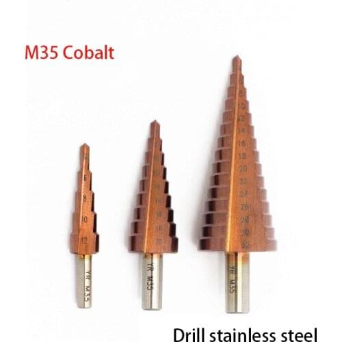 M35 Drill Bit Hss Titanium Coated Step Cone Metal Hole Cutter 4-12/20/32mm Metal Hex Tapered Drill Power Tools Accessories