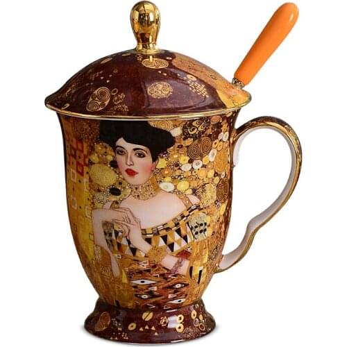 European style creative retro Bone China mark water cup household fashion ceramic cup office coffee tea cup with spoon