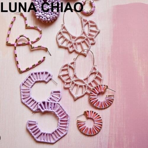 LUNA CHIAO Trendy Popular Fashion Jewelry Rainbow Candy Colorful Raffia Wrapped Drop Earrings for Women
