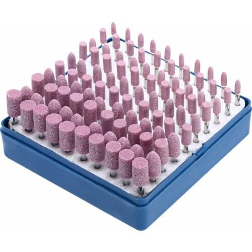 100pcs Abrasive Mounted Stone Point Grinding Sand Head Wheels Set 3mm Metal Rod for DIY Sanding Grinding Polishing Rotary Tool