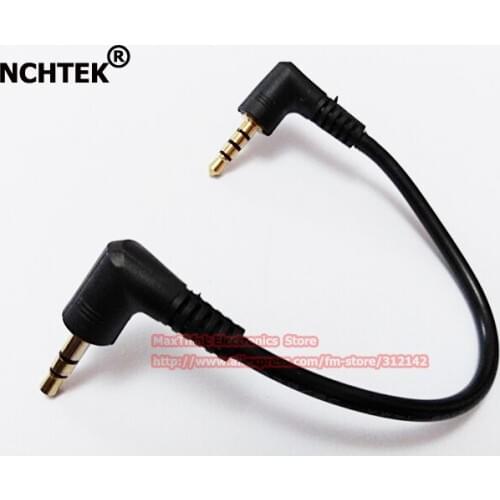 NCHTEK Dual 90 Degree Angled 3.5MM 4 Poles Male to 3 Poles Male Audio Extension Cable About 15CM/Free DHL Shipping/200PCS
