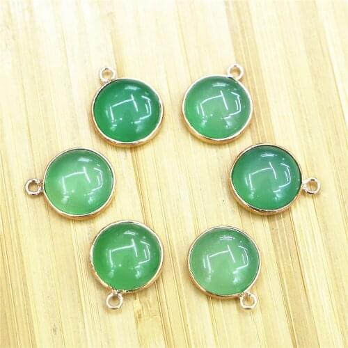 New Fashion Natural Green Agates Round Necklace Pendant Jewelry DIY Jewelry Making Wholesale Free Shipping Reiki Healing Pendant