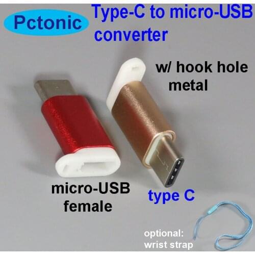PCTONIC USB type-C male to micro-USB female adapter USB-C to micro USB metal Converter data power Cable for Type-C phone