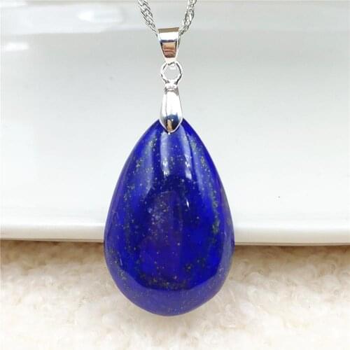 Top Quality Natural Blue Lapis Lazuli Pendant Women Men Gemstone 32x21x9mm Water Drop Love Stone Jewelry Necklace AAAAA