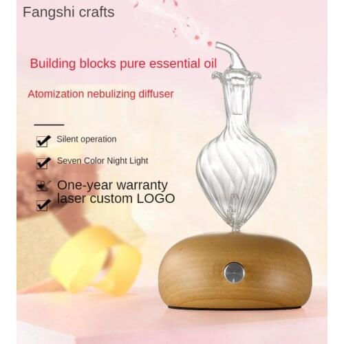 20ML Waterless Pure Essential Oils Diffuser Nebulizer Wooden Glass Aromatherapy Aroma Diffusers Aroma Diffuser Fog Nebulizer