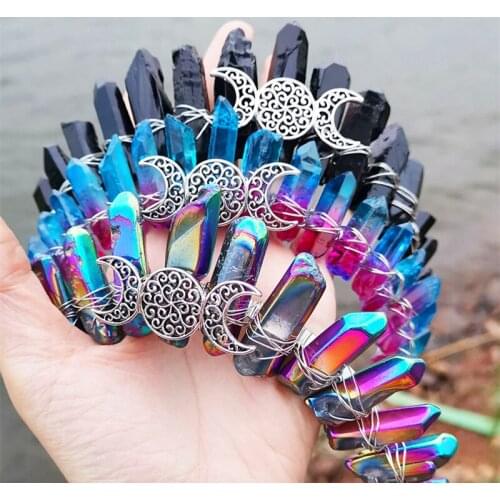 Luxury Natural Crystal Plating Color Handmade Custom Tiara moon Crown Bridal Headband Hair Accessories Jewelry Gift Dropshipping