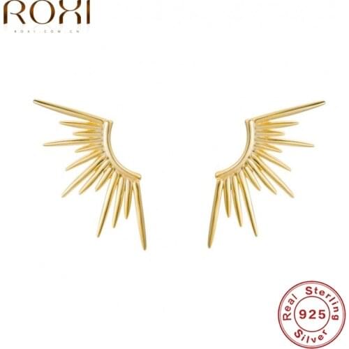 ROXI Vintage Sun Line Stud Earrings for Women Girls Punk Birthday Gift 925 Sterling Silver Unusual Earrings Piercing Pendientes