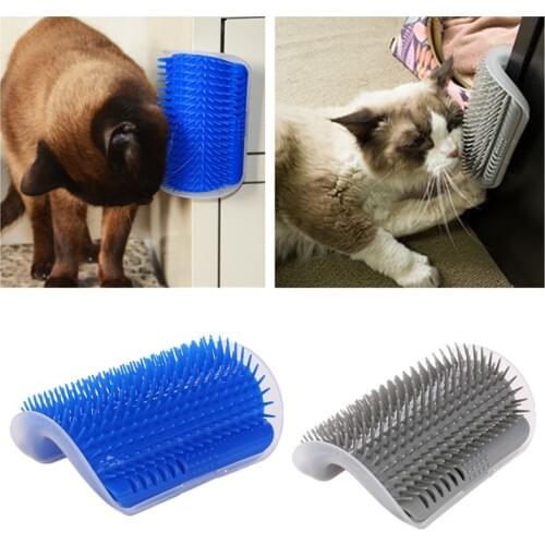 Pet Cat Self Grooming Comb Brush Corner Kitten Cat Self Massage Brush Hair Trimming Brush With Catnip Cat Scratcher Pet Toy