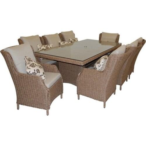 Trade Assurance leisure 8 seater rectangle dining set outdoor rattan garden furniture