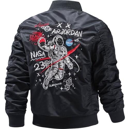 QSuper Autumn&Spring Windbreaker Men Jackets 2021 New Astronaut Embroidery Pilot Jacket Black&Army Green Color Man Bomber Jacket