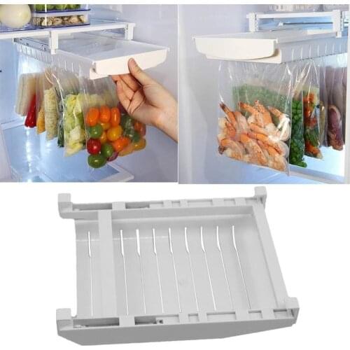 Zip-bag Storage Tray Stretchable Refrigerator Zip Bag Organizer Pull-out Drawers Fresh Spacer Layer Storage Rack 1PC